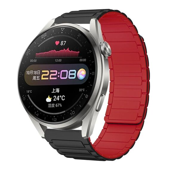 For Huawei Watch 3 Pro 22mm I-shaped Magnetic Silicone Watch Band(Black+Red)