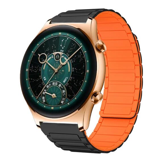 For Honor Watch GS 4 22mm I-shaped Magnetic Silicone Watch Band(Black+Orange)