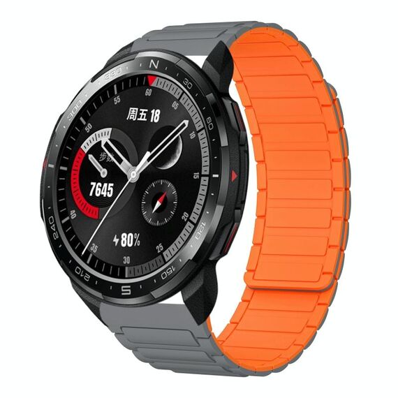 For Honor Watch GS Pro 22mm I-shaped Magnetic Silicone Watch Band(Gray+Orange)
