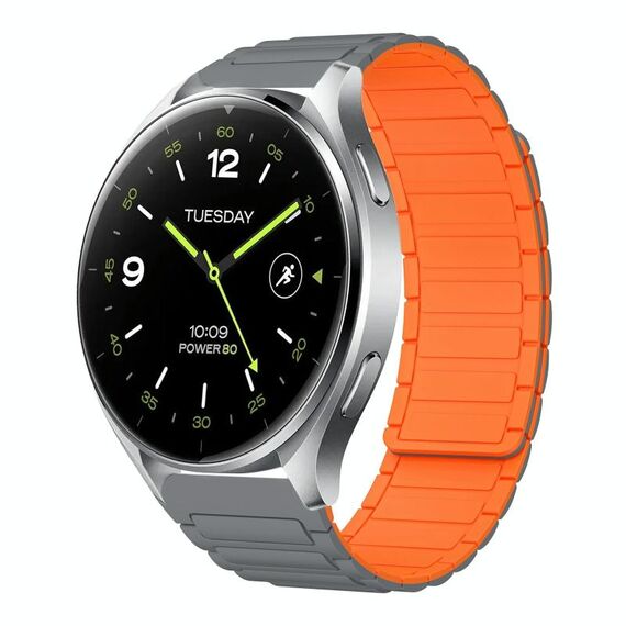 For Xiaomi Watch 2 22mm I-shaped Magnetic Silicone Watch Band(Gray+Orange)