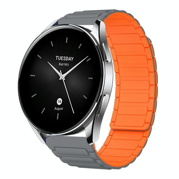 For Xiaomi Watch S2 22mm I-shaped Magnetic Silicone Watch Band(Gray+Orange)
