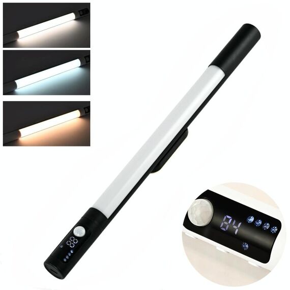 Luce notturna ricaricabile con sensore di movimento a LED sotto il mobiletto con display digitale 2000mAH (nero)
