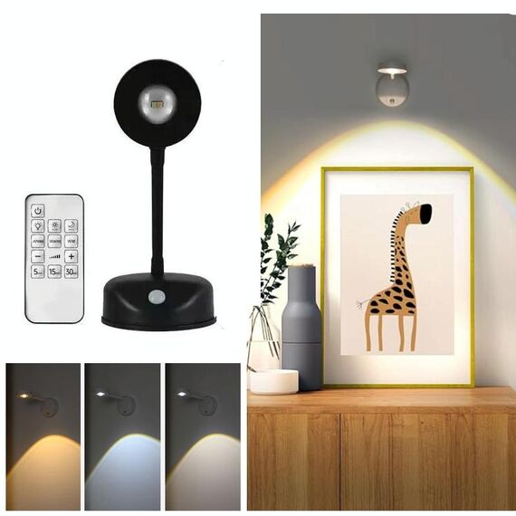 Faretto LED ricaricabile con sensore di movimento wireless con telecomando 1200mAH nero