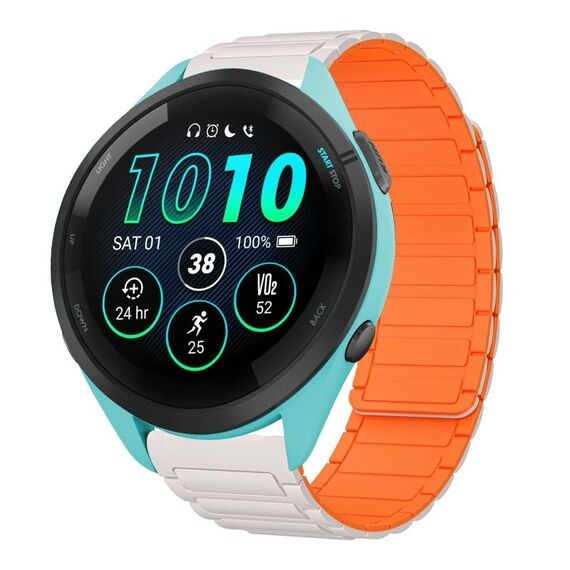 For Garmin Forerunner 265 Music 22mm I-shaped Magnetic Silicone Watch Band(Starlight+Orange)