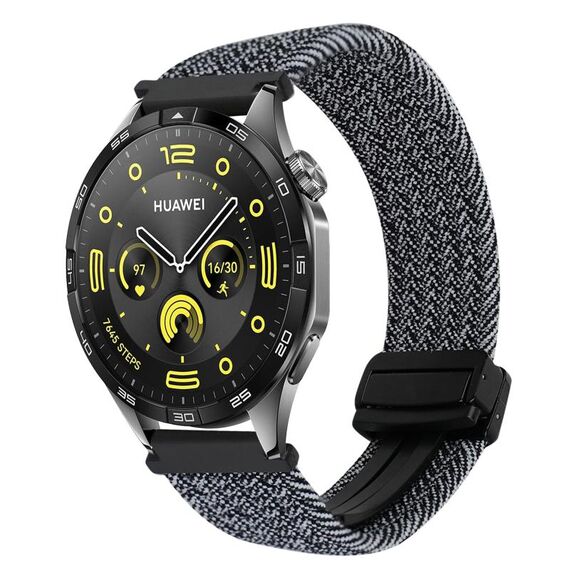 For Huawei Watch GT4 46mm 22mm Magnetic Buckle Braided Watch Band(Graphite Black)