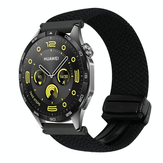 For Huawei Watch GT4 46mm 22mm Magnetic Buckle Braided Watch Band(Metallic Black)