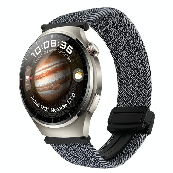 For Huawei Watch 4 Pro 22mm Magnetic Buckle Braided Watch Band(Graphite Black)