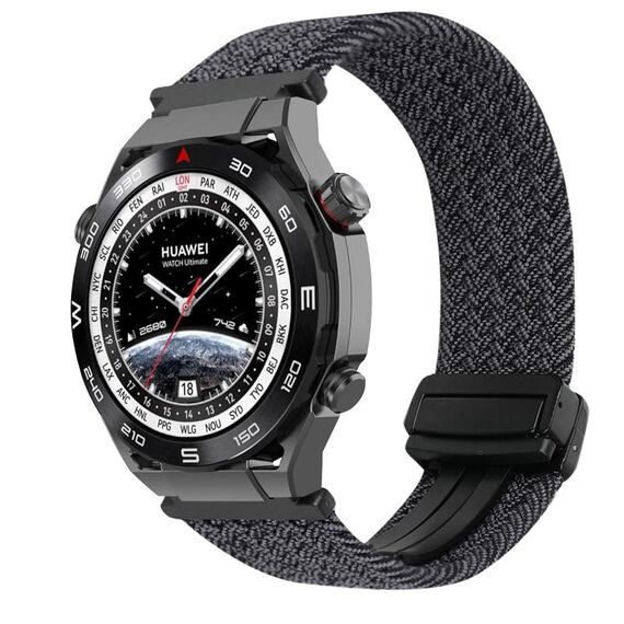 For Huawei Watch Ultimate 22mm Magnetic Buckle Braided Watch Band(Wine Red)