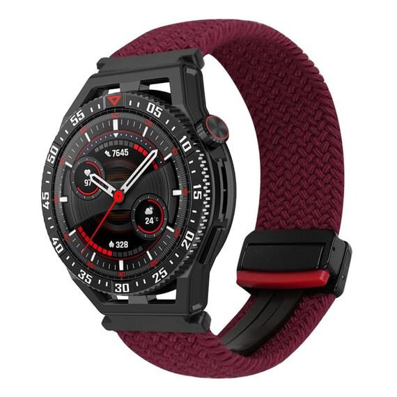 For Huawei Watch GT3 SE 22mm Magnetic Buckle Braided Watch Band(Black Sand Red)