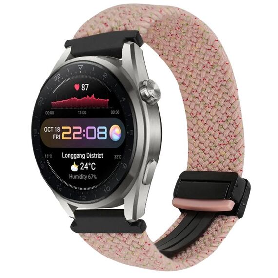 For Huawei Watch 3 Pro New 22mm Magnetic Buckle Braided Watch Band(Pink)