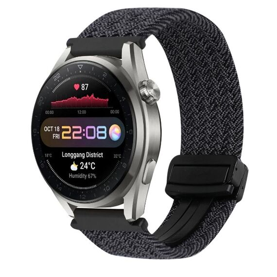 For Huawei Watch 3 Pro New 22mm Magnetic Buckle Braided Watch Band(Black)