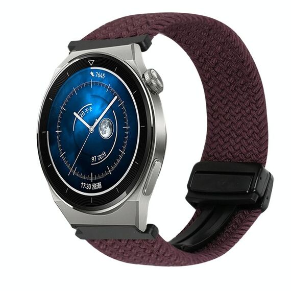 For Huawei Watch GT3 Pro 46mm 22mm Magnetic Buckle Braided Watch Band(Drop Cherry)