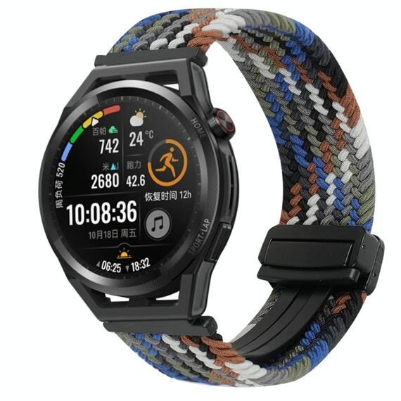 For Huawei Watch GT Runner 22mm Magnetic Buckle Braided Watch Band(Denim Colorful)