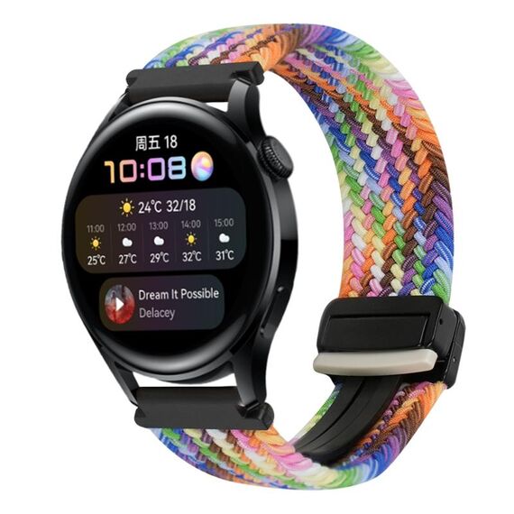 For Huawei Watch 3 22mm Magnetic Buckle Braided Watch Band(Colorful)