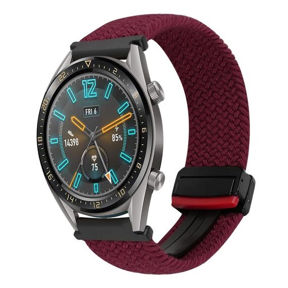 Per Huawei Watch GT 22mm Cinturino per orologio con fibbia magnetica intrecciata (nero sabbia rosso)