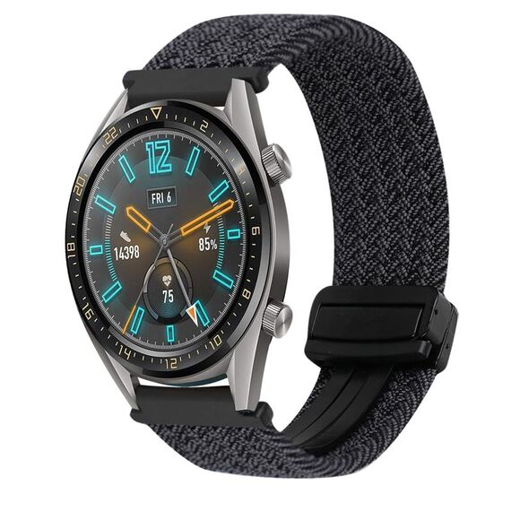 Per Huawei Watch GT 22mm Cinturino per orologio intrecciato con fibbia magnetica (nero)