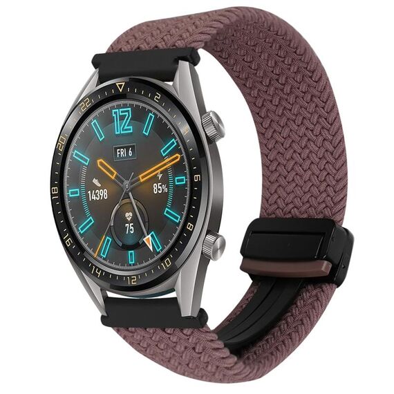 Per Huawei Watch GT 22mm Cinturino per orologio intrecciato con fibbia magnetica (viola fumo)