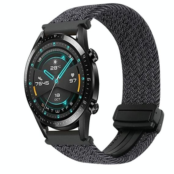 Per Huawei Watch GT2 46mm 22mm Cinturino per orologio con fibbia magnetica intrecciata (rosso vino)
