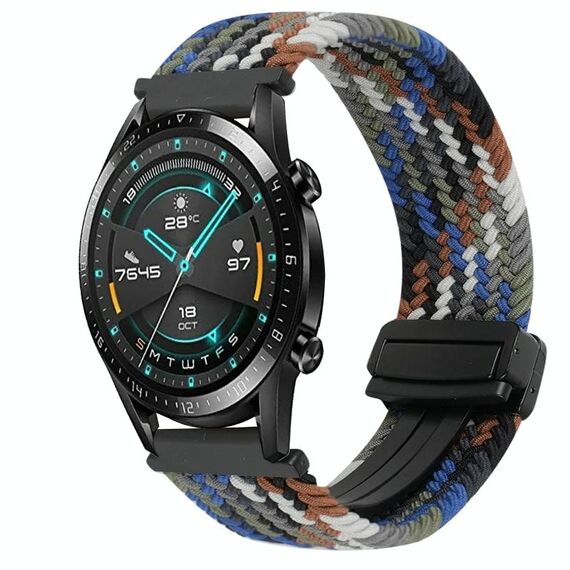 Per Huawei Watch GT2 46mm 22mm Cinturino per orologio con fibbia magnetica intrecciata (denim colorato)