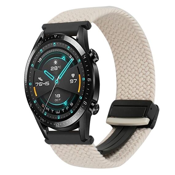 Per Huawei Watch GT2 46mm 22mm Cinturino per orologio con fibbia magnetica intrecciata (Starlight Black)