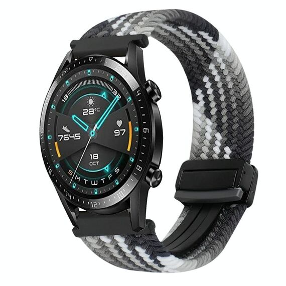 Per Huawei Watch GT2 46mm 22mm Cinturino per orologio con fibbia magnetica intrecciata (Z Cioccolato fondente)