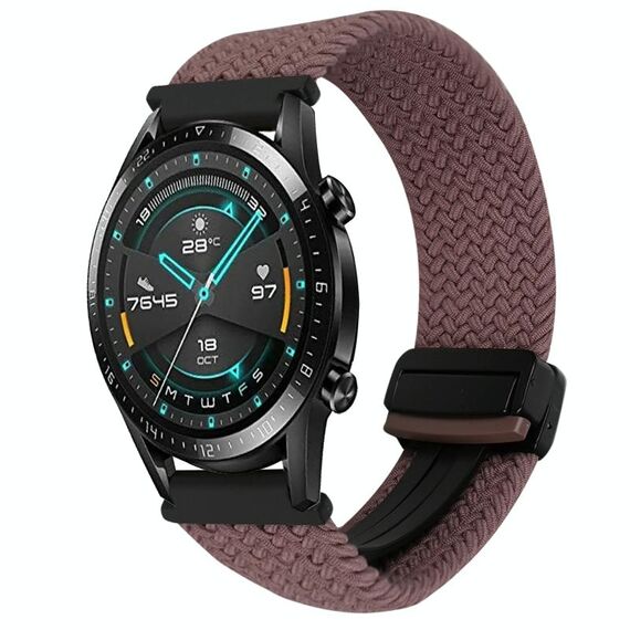 For Huawei Watch GT2 46mm 22mm Magnetic Buckle Braided Watch Band(Smoky Purple)
