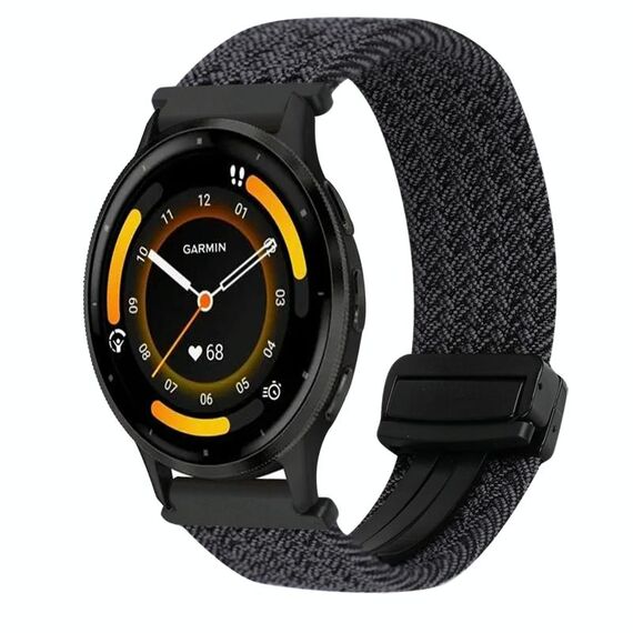 For Garmin Venu 3 22mm Magnetic Buckle Braided Watch Band(Graphite Black)