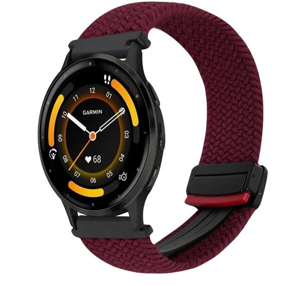 For Garmin Venu 3 22mm Magnetic Buckle Braided Watch Band(Wine Red)