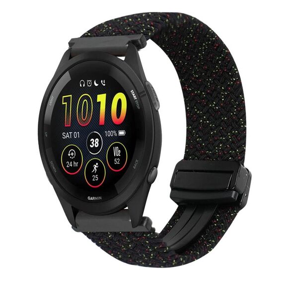 For Garmin Forerunner 265 Music 22mm Magnetic Buckle Braided Watch Band(Starlight Black)