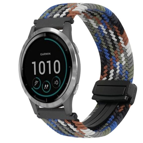 For Garmin Vivoactive 4 22mm Magnetic Buckle Braided Watch Band(Denim Blue)