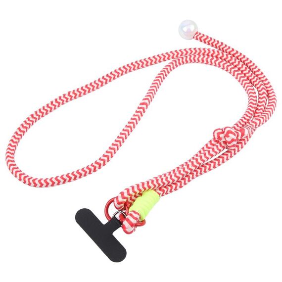 Cordino lungo in nylon con perline grandi anti-smarrimento per telefono cellulare (rosso)