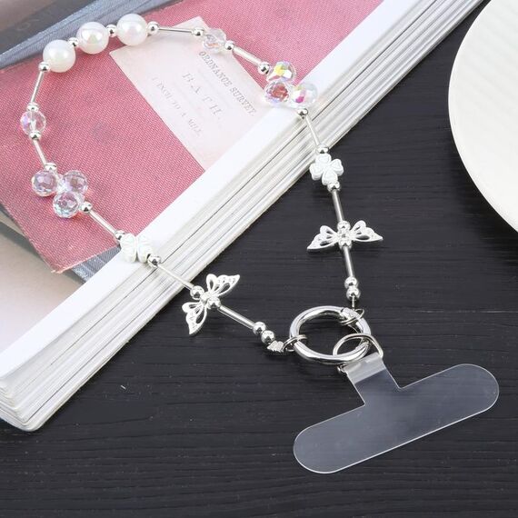 Heidi Beads Butterfly Decorato Anti-smarrimento Cordino Corto (Trasparente)