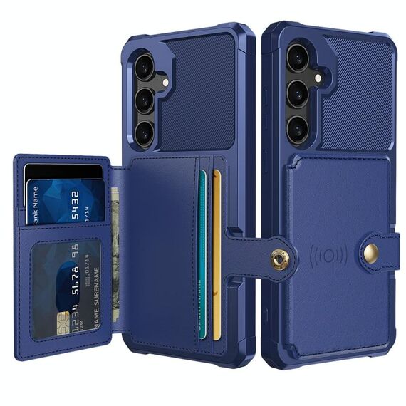 Per Samsung Galaxy S24 5G Portafoglio magnetico con carte di credito Custodia in pelle per telefono (blu)