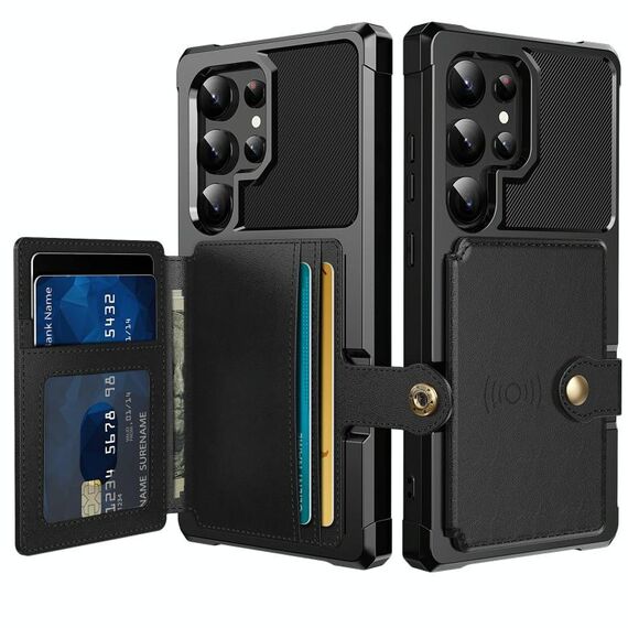 Per Samsung Galaxy S24 Ultra 5G Portafoglio magnetico Custodia in pelle per telefono (nero)