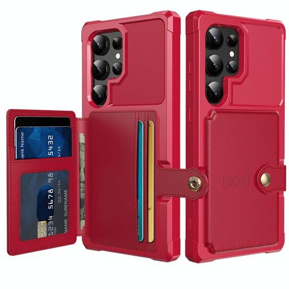 Per Samsung Galaxy S24 Ultra 5G Portafoglio magnetico Custodia in pelle per telefono (rosso)