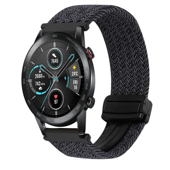 For Honor Magic Watch 2 46mm 22mm Magnetic Buckle Braided Watch Band(Black)