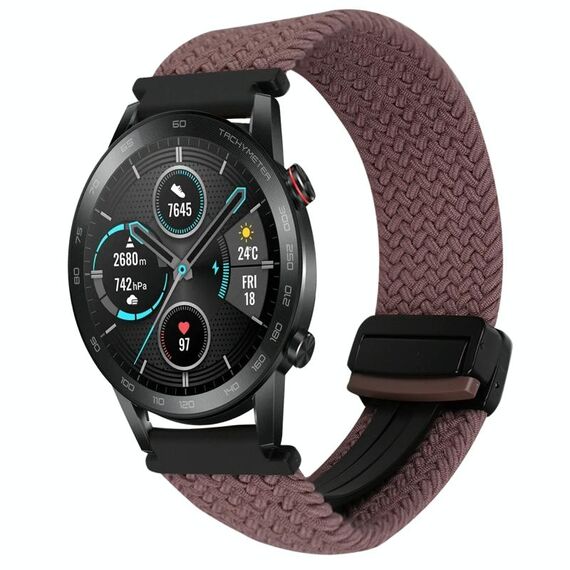 Cinturino per orologio intrecciato con fibbia magnetica per Honor Magic Watch 2 46mm 22mm (viola fumé)