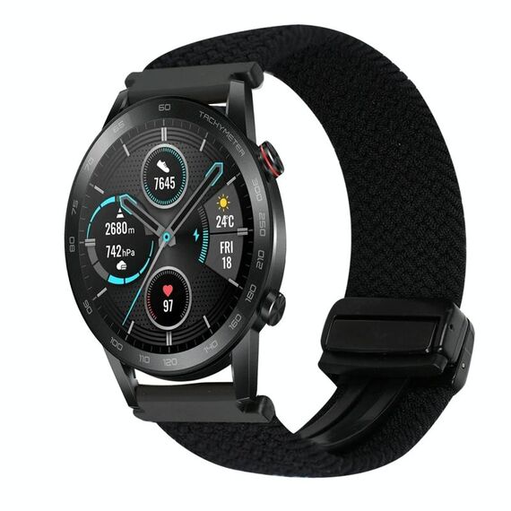 Per Honor Magic Watch 22mm cinturino intrecciato con fibbia magnetica (nero metallizzato)
