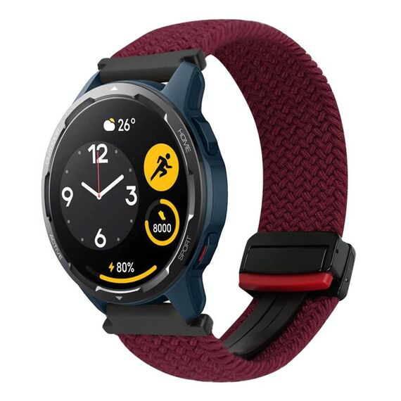 Per Xiaomi Watch S1 Active 22mm Cinturino per orologio intrecciato con fibbia magnetica (rosso scuro)