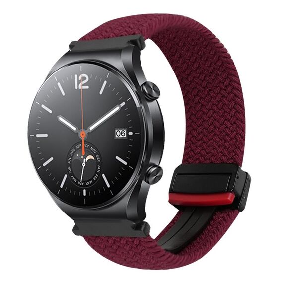 Per Xiaomi Watch S1 22mm cinturino per orologio intrecciato con fibbia magnetica (rosso scuro)