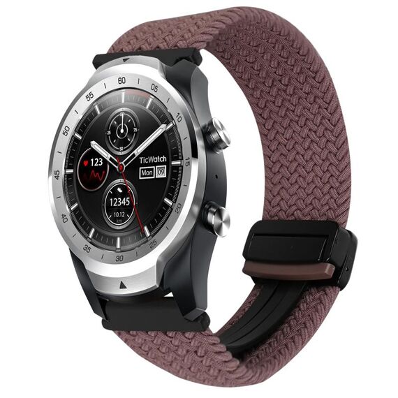 Per Ticwatch Pro 2020 22mm cinturino per orologio intrecciato con fibbia magnetica (viola fumo)