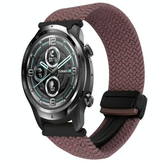 Per Ticwatch Pro 22mm cinturino per orologio intrecciato con fibbia magnetica (viola fumo)