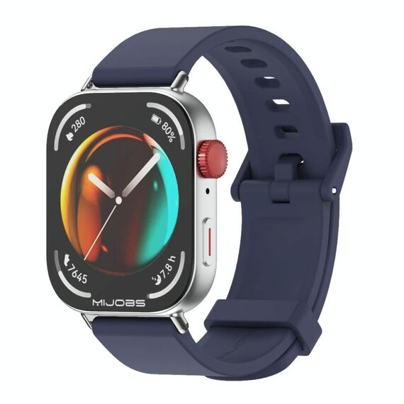 Per Huawei Watch Fit3 MIJOBS Cinturino in silicone tinta unita (blu scuro argento)