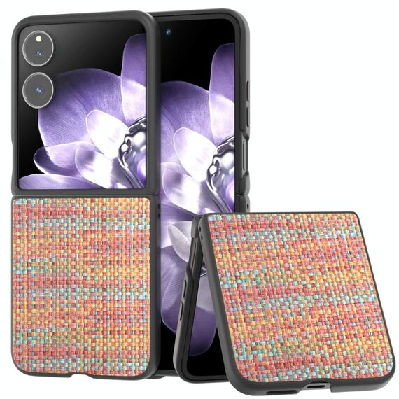 Per Xiaomi Mix Flip Custodia per telefono in PU con trama a reticolo e colore della cornice nera (mandarino)