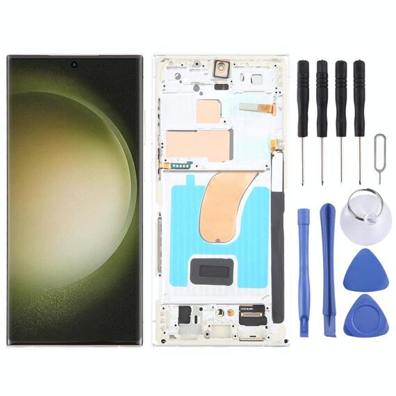 Per Samsung Galaxy S23 Ultra 5G SM-S918U US Edition 6,78 pollici OLED LCD Screen Digitizer assemblaggio completo con cornice (Argento)