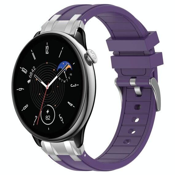 Per Amazfit GTR Mini Quick Release Silver Buckle 20mm Royal Silicone Watch Band (Viola)
