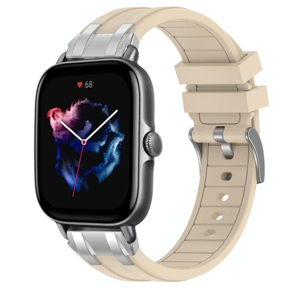 Per Amazfit GTS 3 Quick Release Silver Buckle 20mm Royal Silicone Watch Band (Starlight)