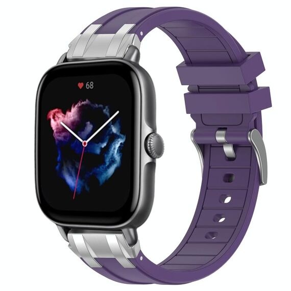 Per Amazfit GTS 3 Quick Release Silver Buckle 20mm Royal Silicone Watch Band (Viola)