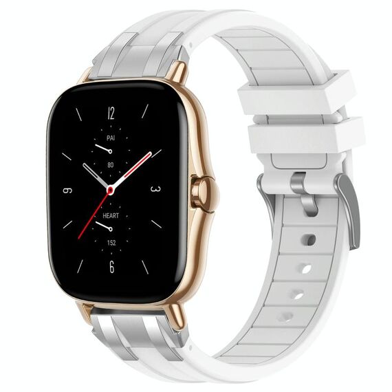 Per Amazfit GTS 2 Quick Release Silver Buckle 20mm Royal Silicone Watch Band (Bianco)