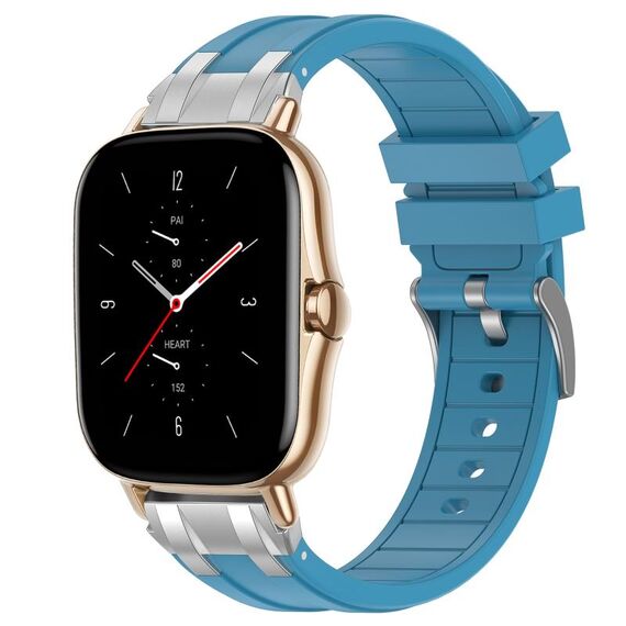 Per Amazfit GTS 2 Quick Release Silver Buckle 20mm Royal Silicone Watch Band (blu mare)